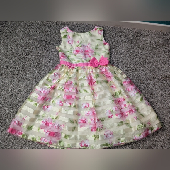 strapless open back dress Jona Michelle Baby Girl Pink Floral Tulle Party Dress Sleeveless Size 6 main image 0